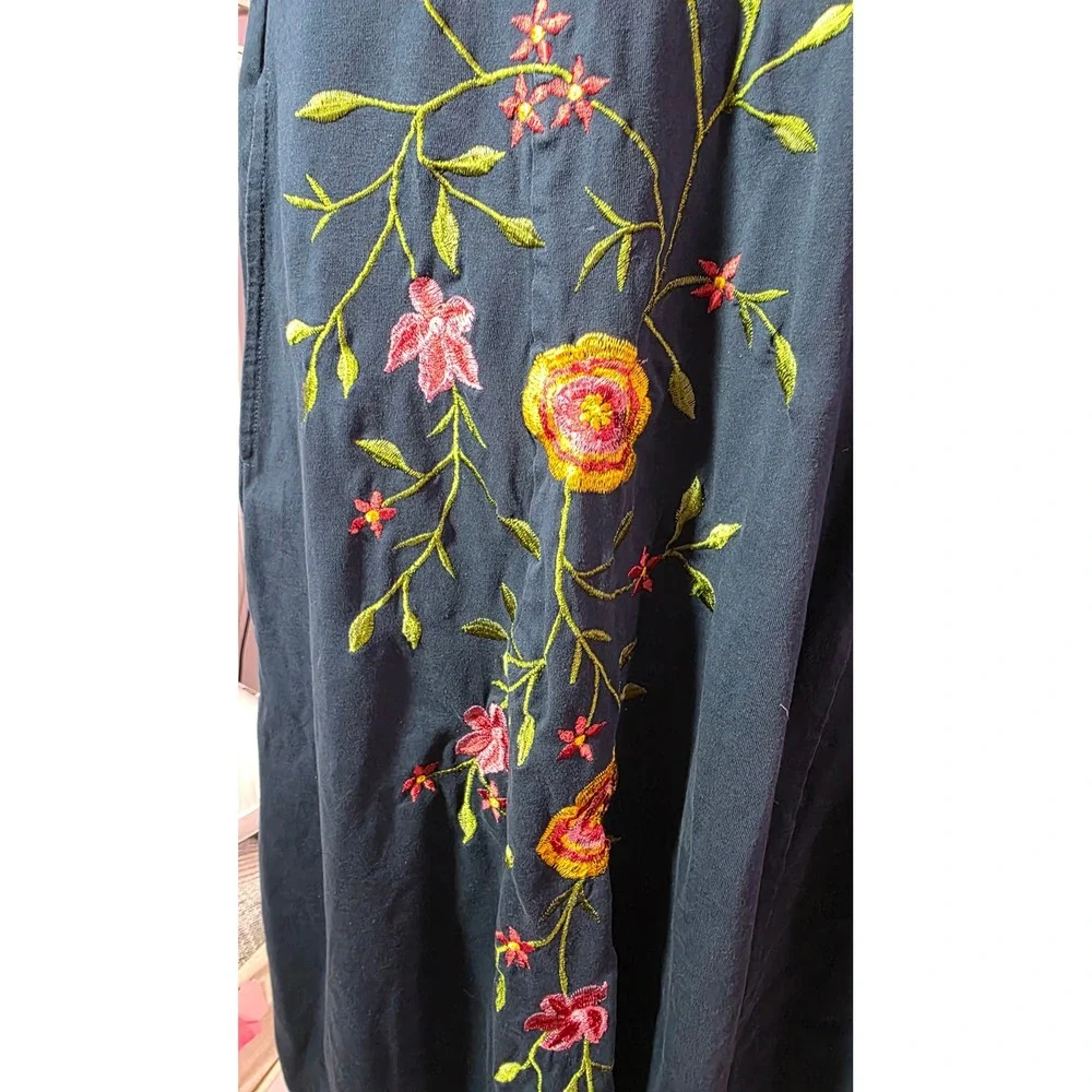 Eshakti Navy Blue Floral Embroidered Fit n Flare Midi Dress Womens Medium Custom - Picture 6 of 10